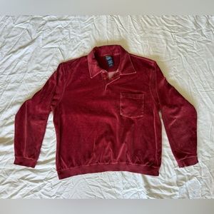 John Blair Burgundy Banded-Bottom Velour Shirt XL